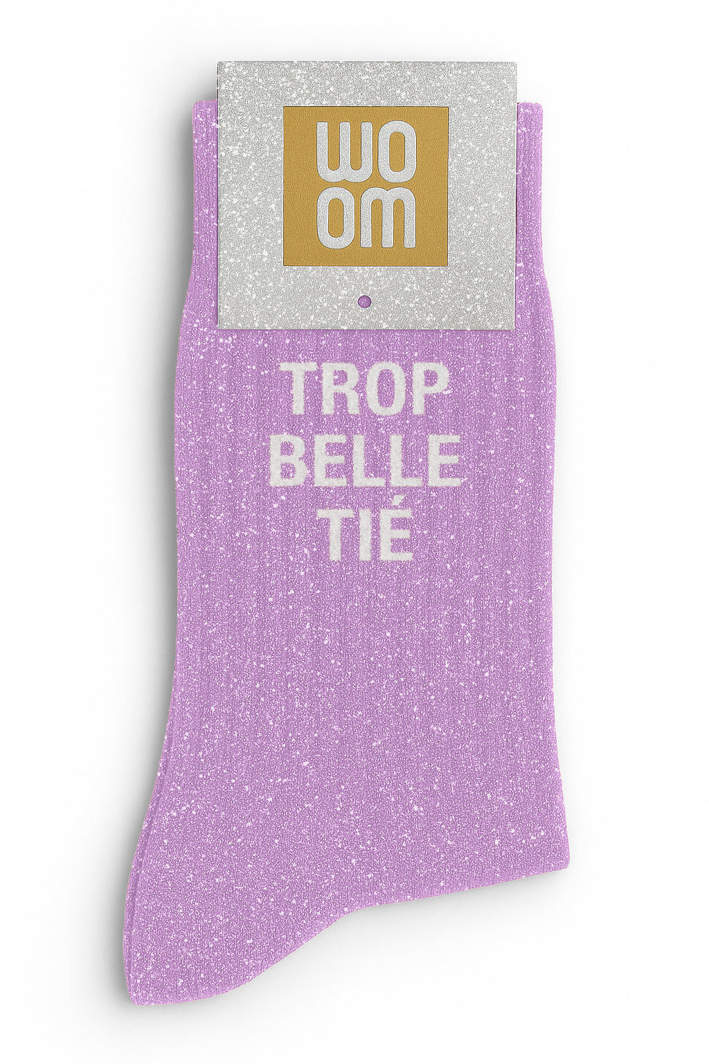 Chaussettes à Paillettes à Message "Trop Belle Tié" - Purple Drama
