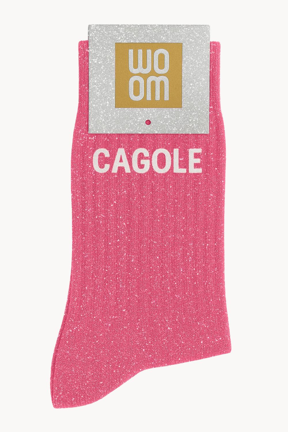 Chaussettes à Paillettes à Message "Cagole" - Fuschia