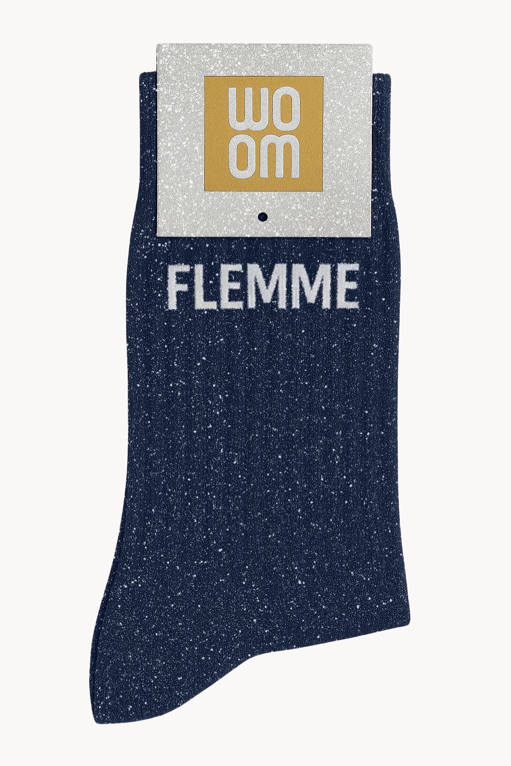 Chaussettes à Paillettes à Message "Flemme" - Marine