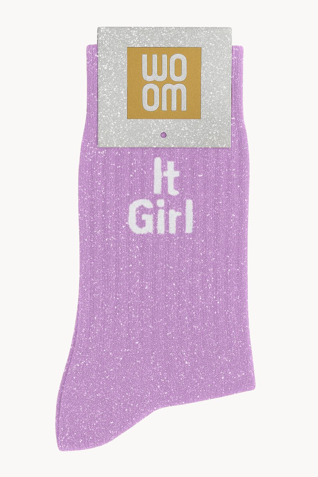 Chaussettes à Paillettes à Message "It Girl" - Purple Drama