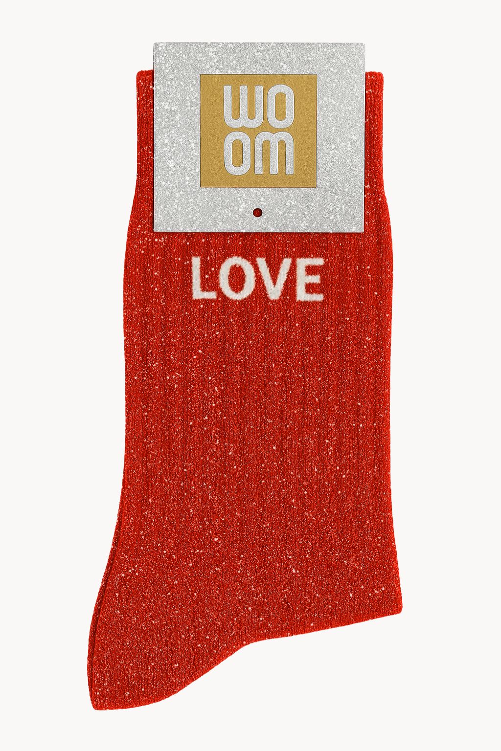 chaussette à paillettes rouge message love avec packaging