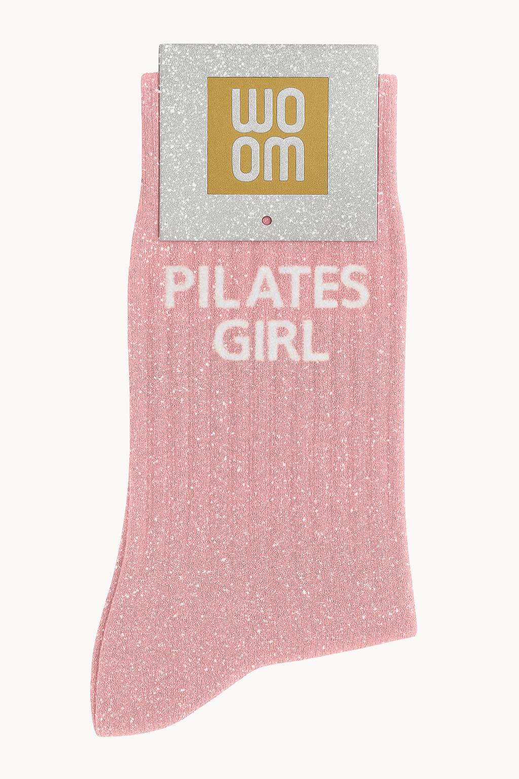 chaussettes pilates girl couleur rose à paillettes
