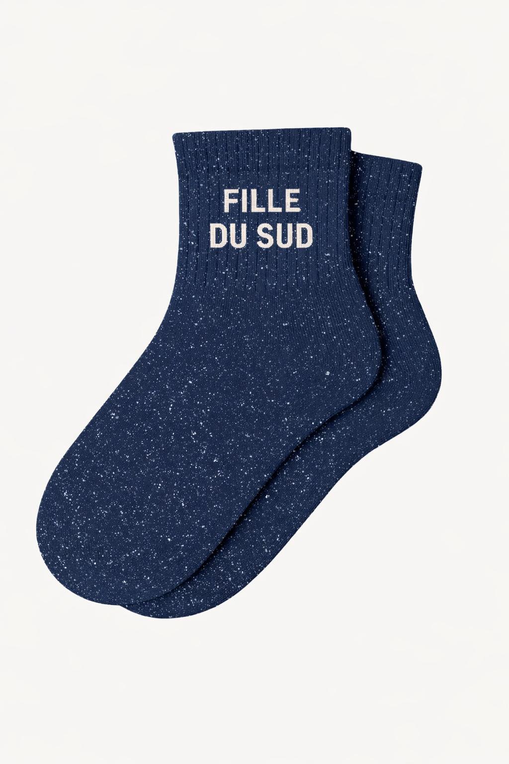 Chaussettes Courtes à Paillettes "FILLE DU SUD" - Marine
