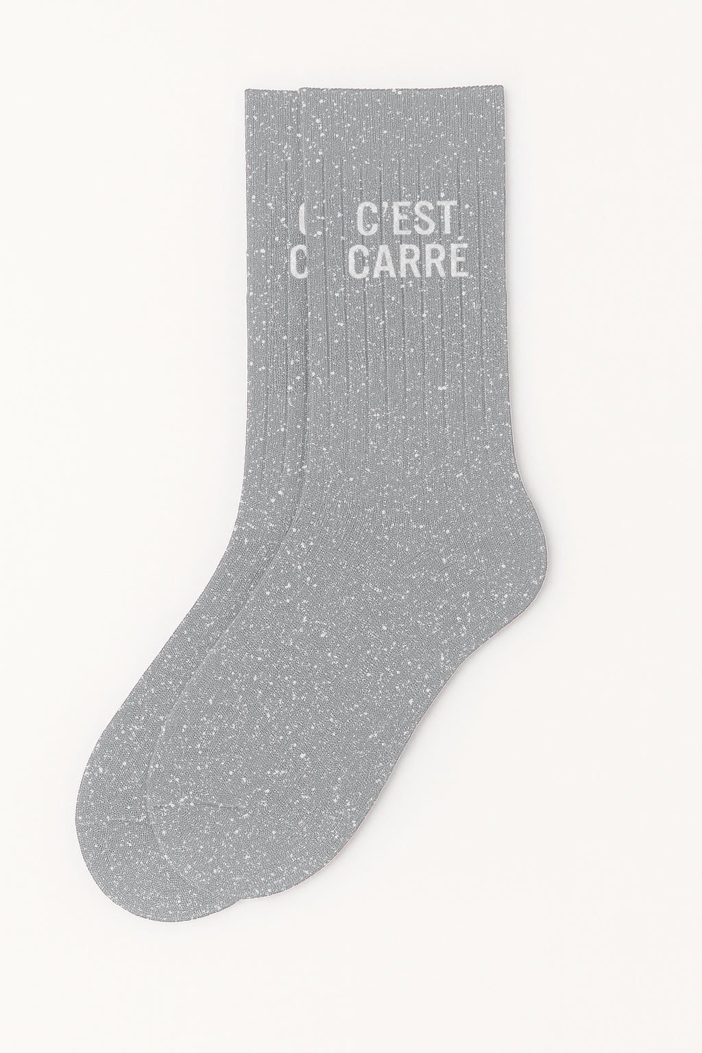 Chaussettes à Paillettes à Message "C'est Carré" - Silver Moon