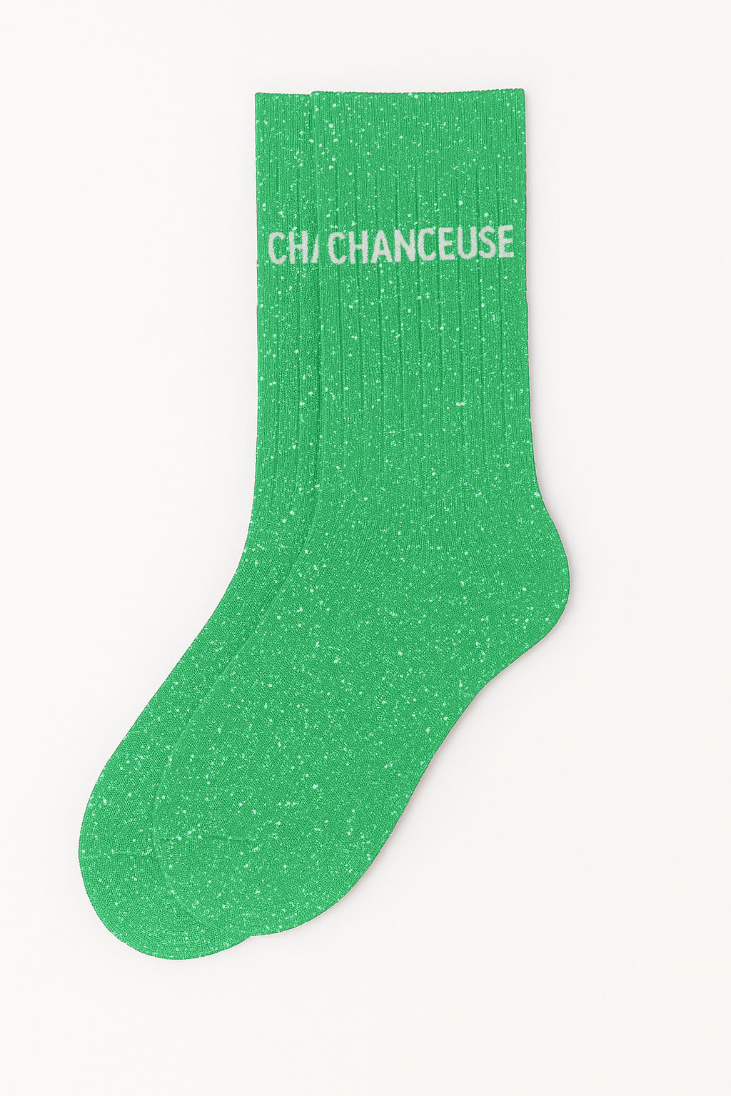 Chaussettes vertes à paillettes modèle  "Chanceuse"  - message drôle - cadeau rigolo femme - Woom