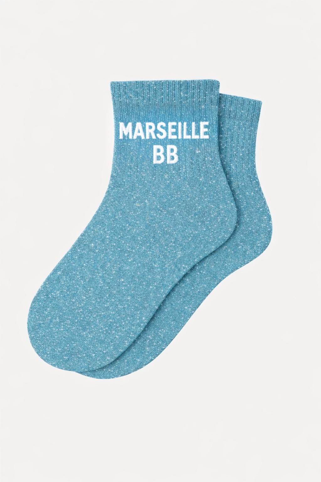 Chaussettes Courtes à Paillettes "MARSEILLE BB" - TURQUOISE