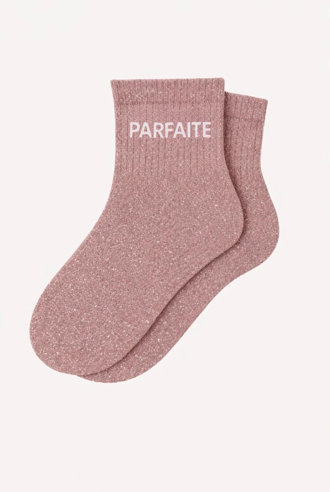 Chaussettes Courtes à Paillettes "PARFAITE"- Rose Gold