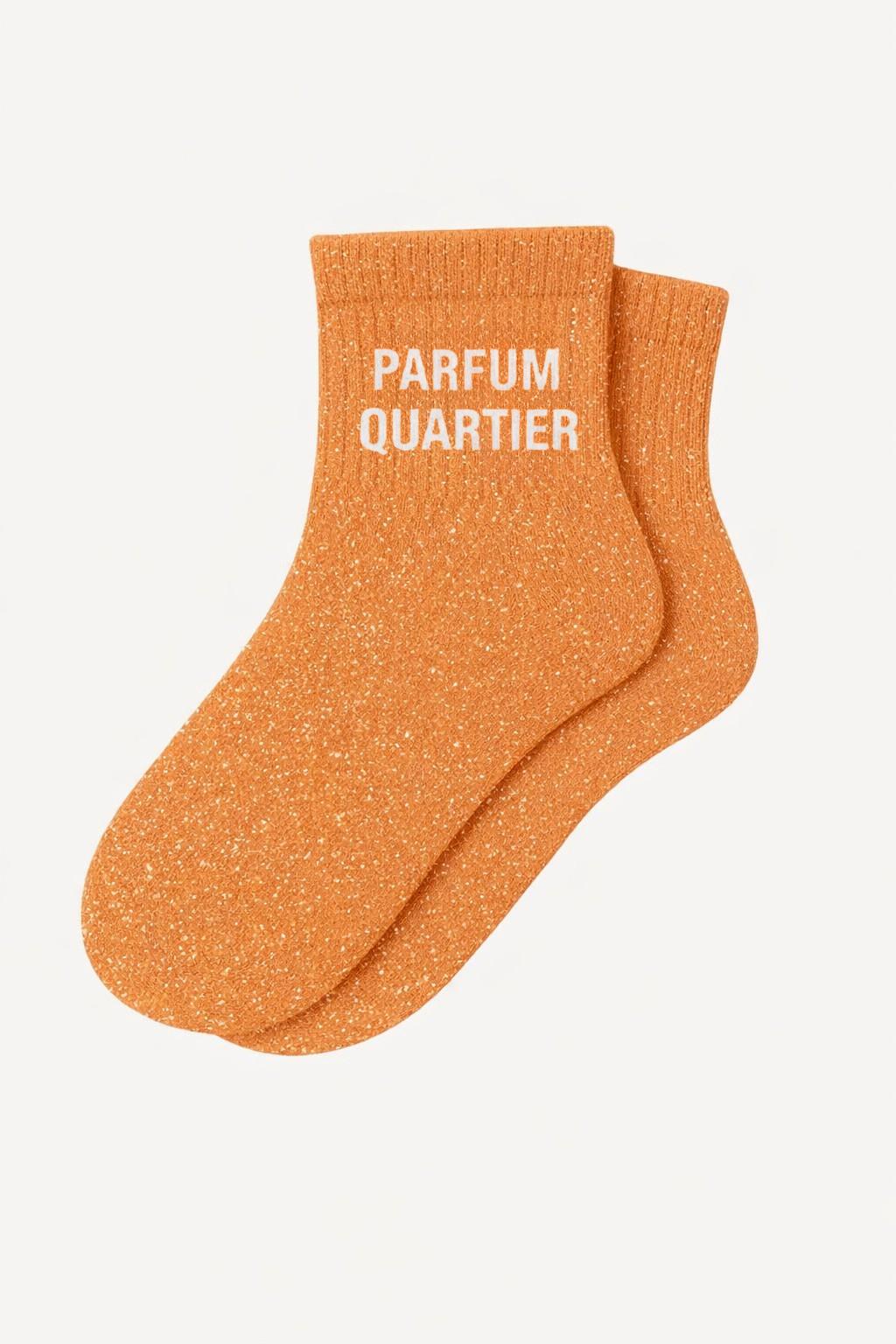 Chaussettes Courtes à Paillettes "PARFUM QUARTIER" - Orange