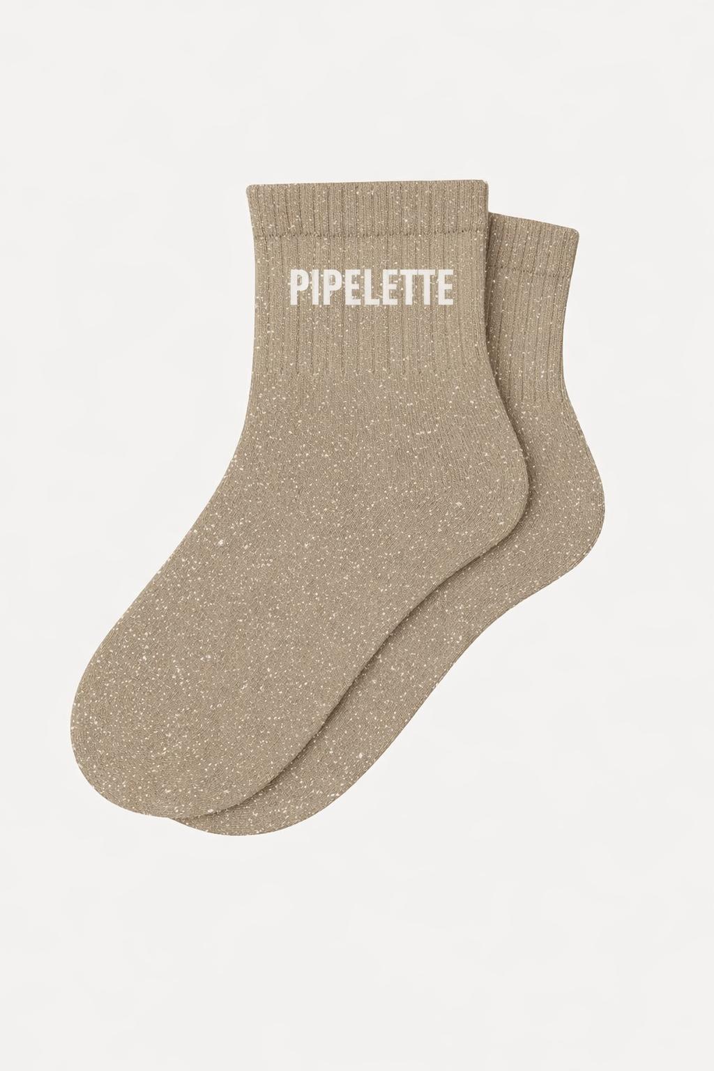Chaussettes Courtes à Paillettes "PIPELETTE" - Beige