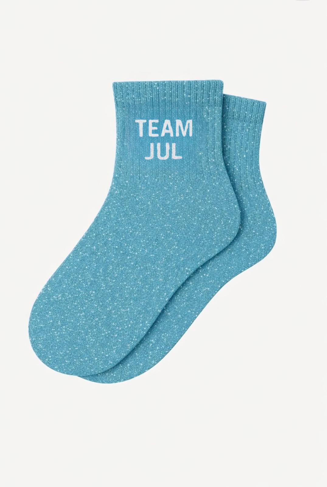 Chaussettes Courtes à Paillettes "TEAM JUL" - Turquoise
