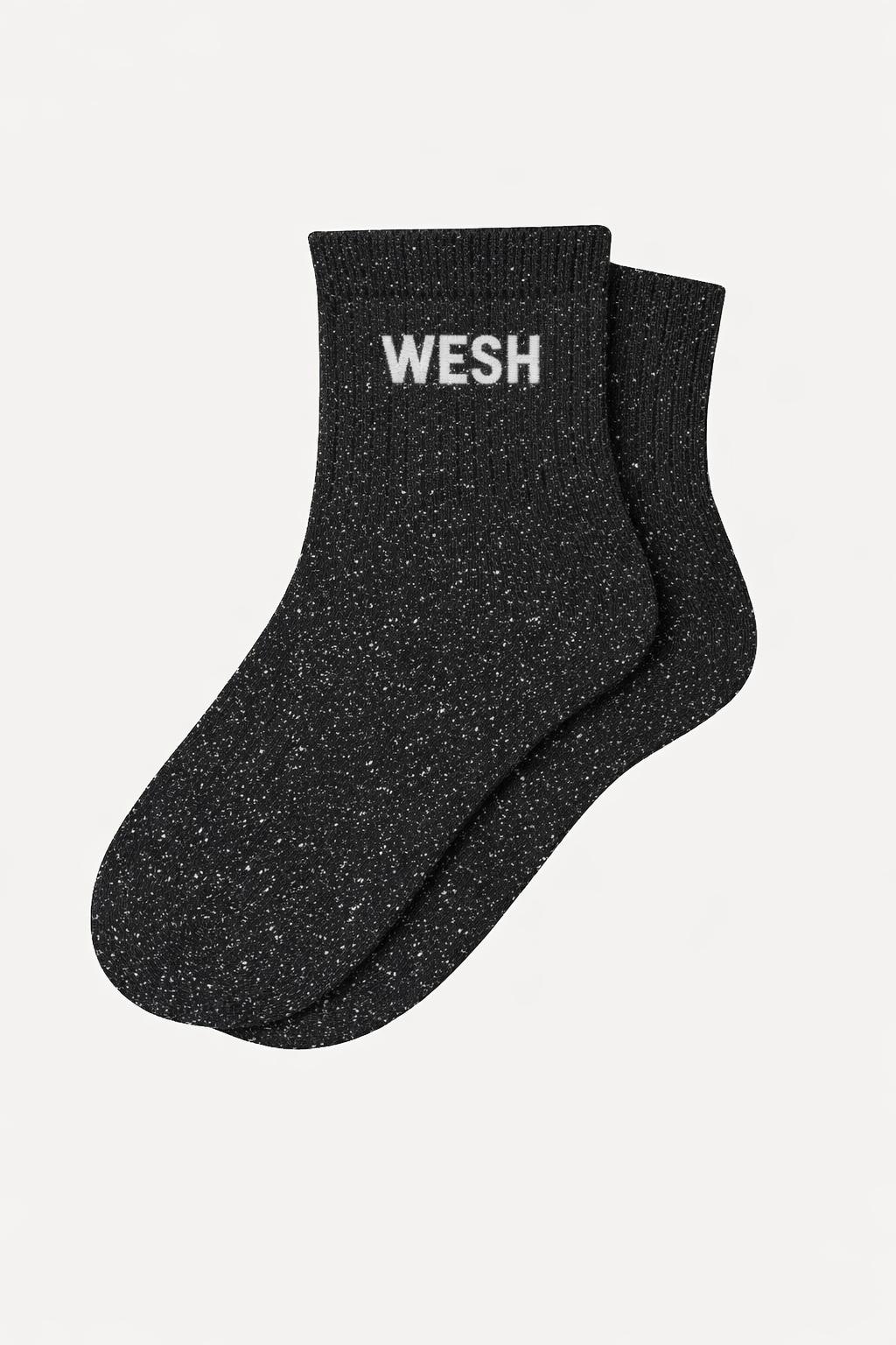 Chaussettes Courtes à Paillettes "WESH" - Noir