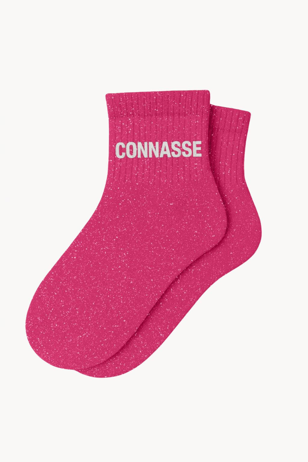 Chaussettes Courtes à Paillettes "CONNASSE" - Rose Fuschia