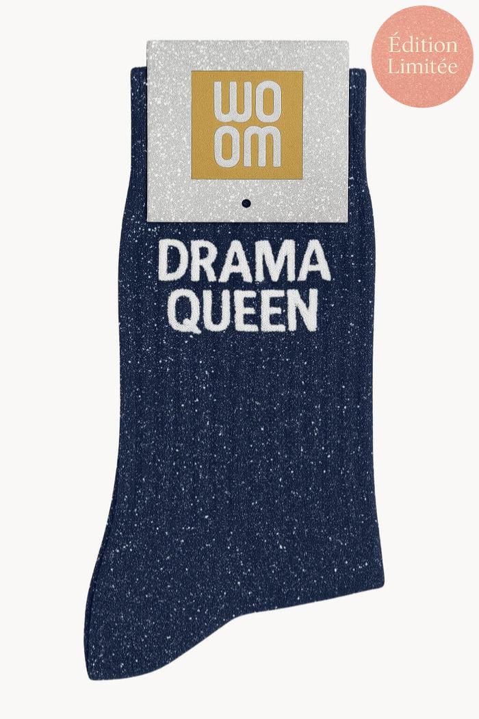 Chaussettes à Paillettes à Message "Drama Queen" - Bleu Marine
