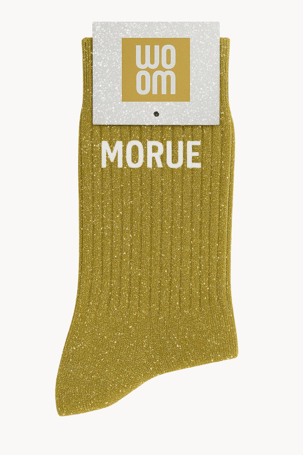 Chaussettes Moutarde à paillettes modèle  "Morue"  - message drôle - cadeau rigolo femme - Woom