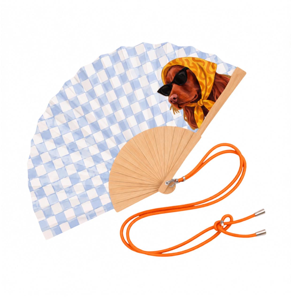 Eventail avec bandoulière - Chien Vichy
