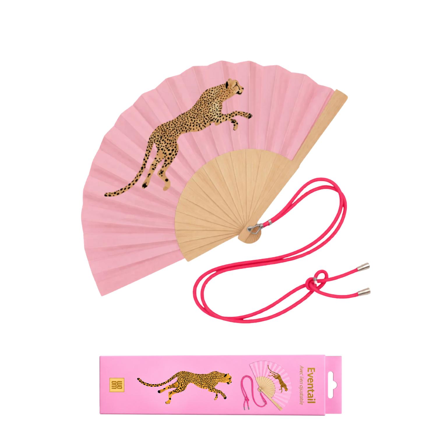 Eventail avec bandoulière - Léopard Rose