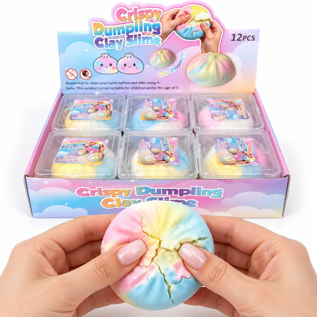 Squishy Bao Crispy Multicolore – Effet craquant pastel